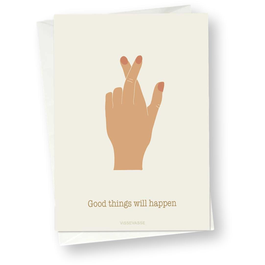 Vissevasse Las cosas buenas sucederán con tarjeta de felicitación, 10,5x15 cm
