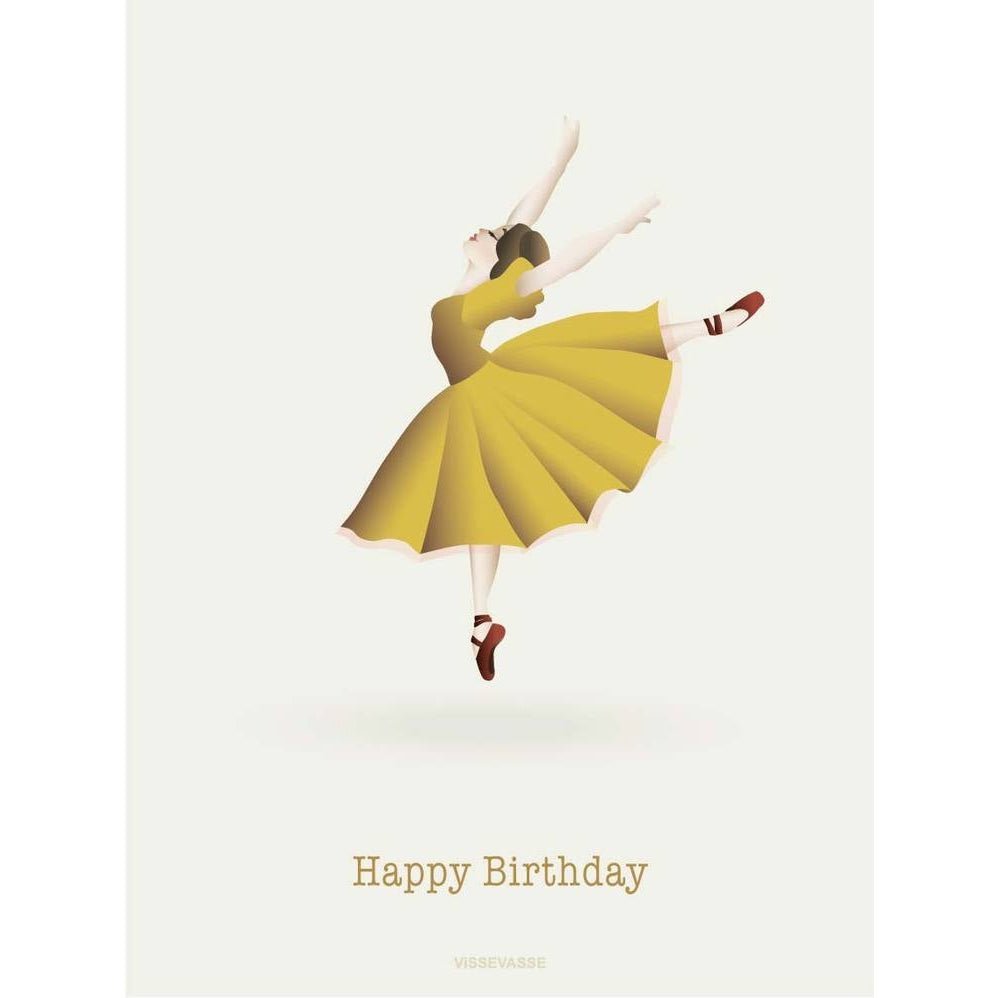 Vissevasse Happy Birthday Ballerina wenskaart, 10,5x15 cm
