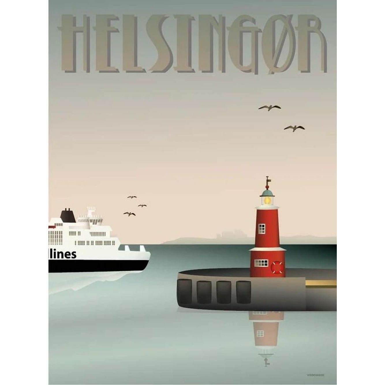 Vissevasse Helsingør Harbour veggspjald, 15 x21 cm