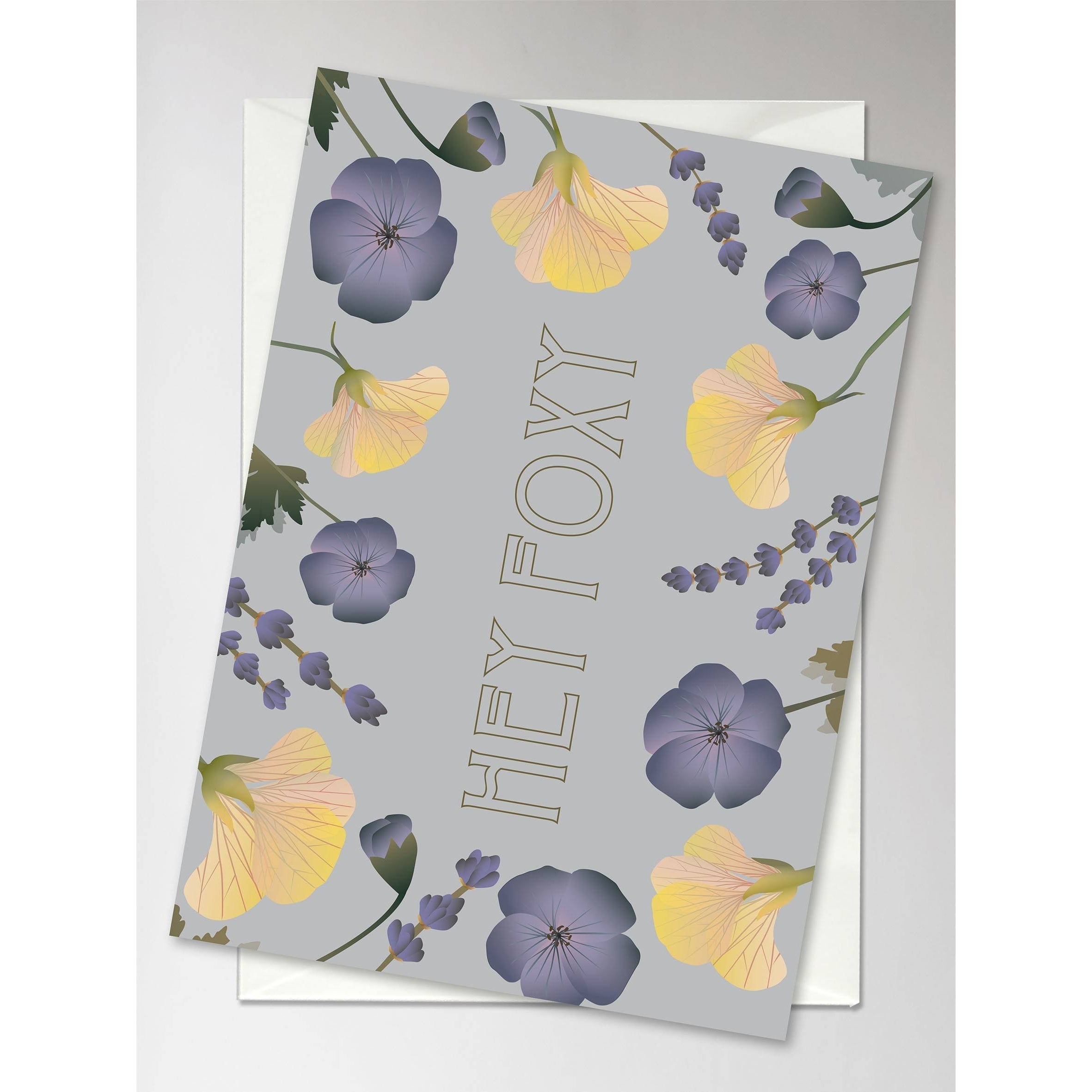 Vissevasse Hey Foxy Flower Bouquet Tarjeta de felicitación, 10,5x15 cm