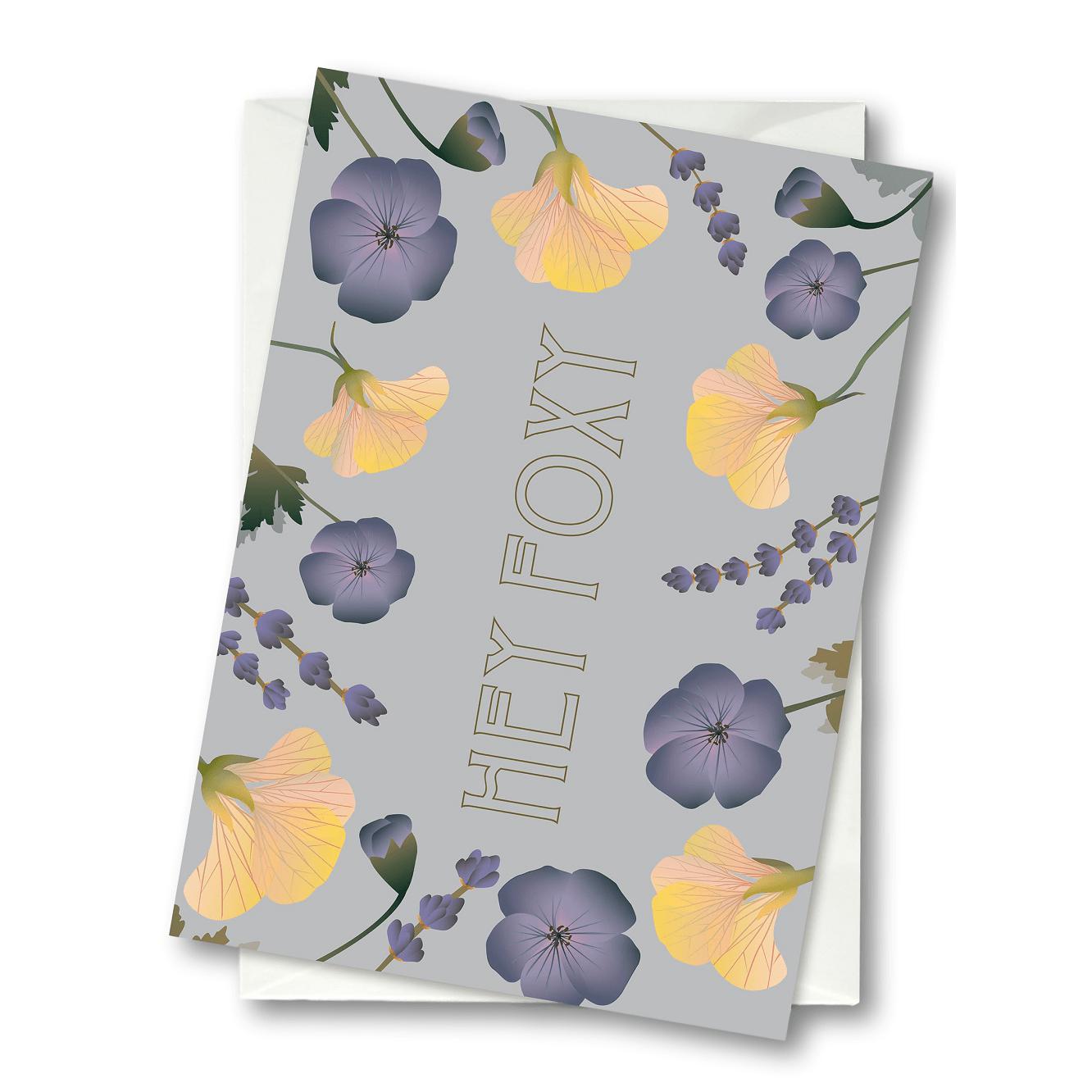 Vissevasse Hey Foxy Flower Bouquet Greeting Card, 10,5x15cm