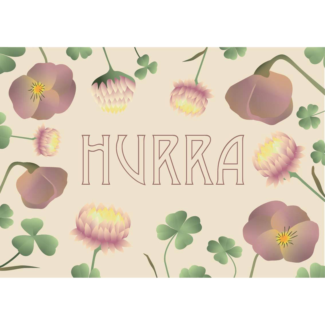 Vissevasse Hurra Flower Bouquet gratulasjonskort, 10,5x15cm