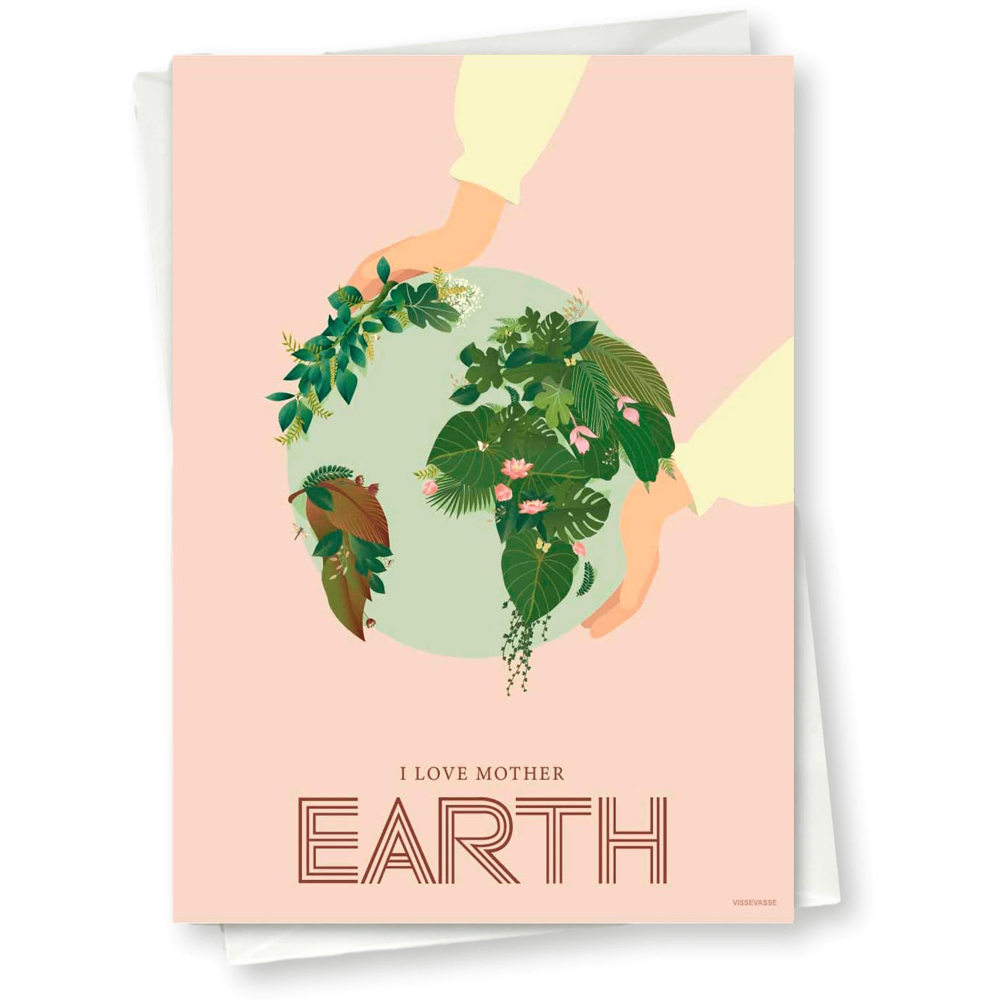 Vissevasse Jeg elsker Mother Earth lykønskningskort, 10x15 cm