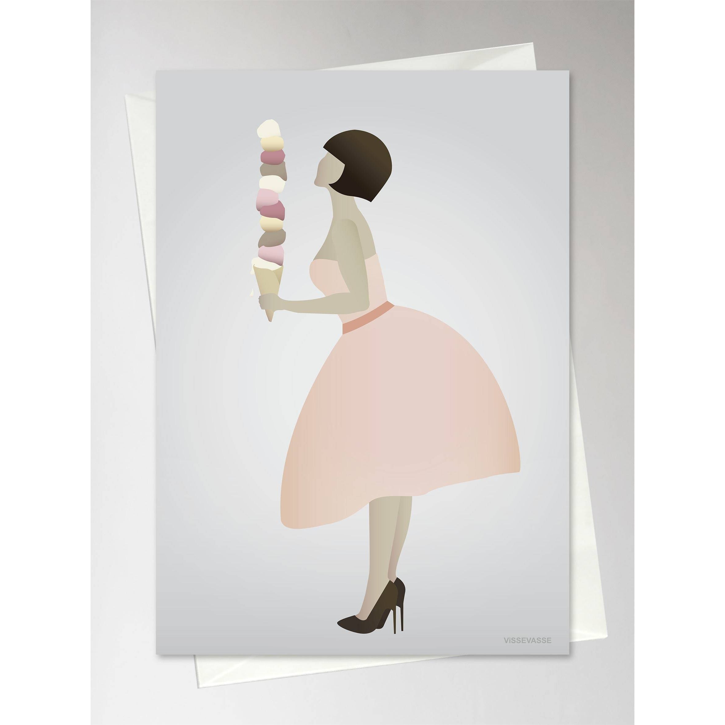 Vissevasse Ice Cream Lady Greeting Card, 10,5x15cm