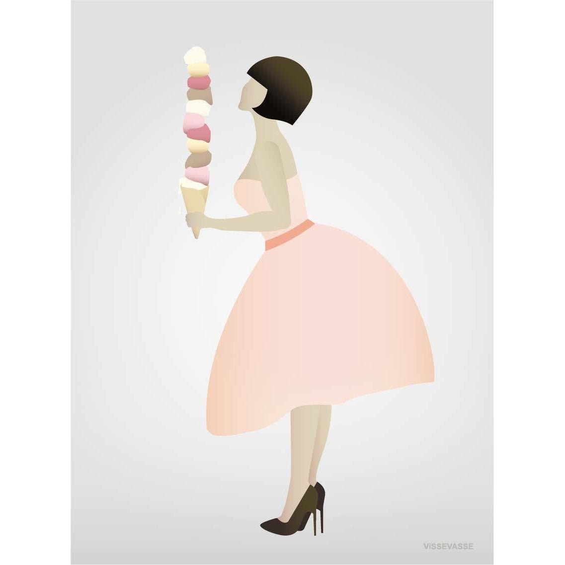 Vissevasse Affiche de la dame de crème glacée, 15 x21 cm