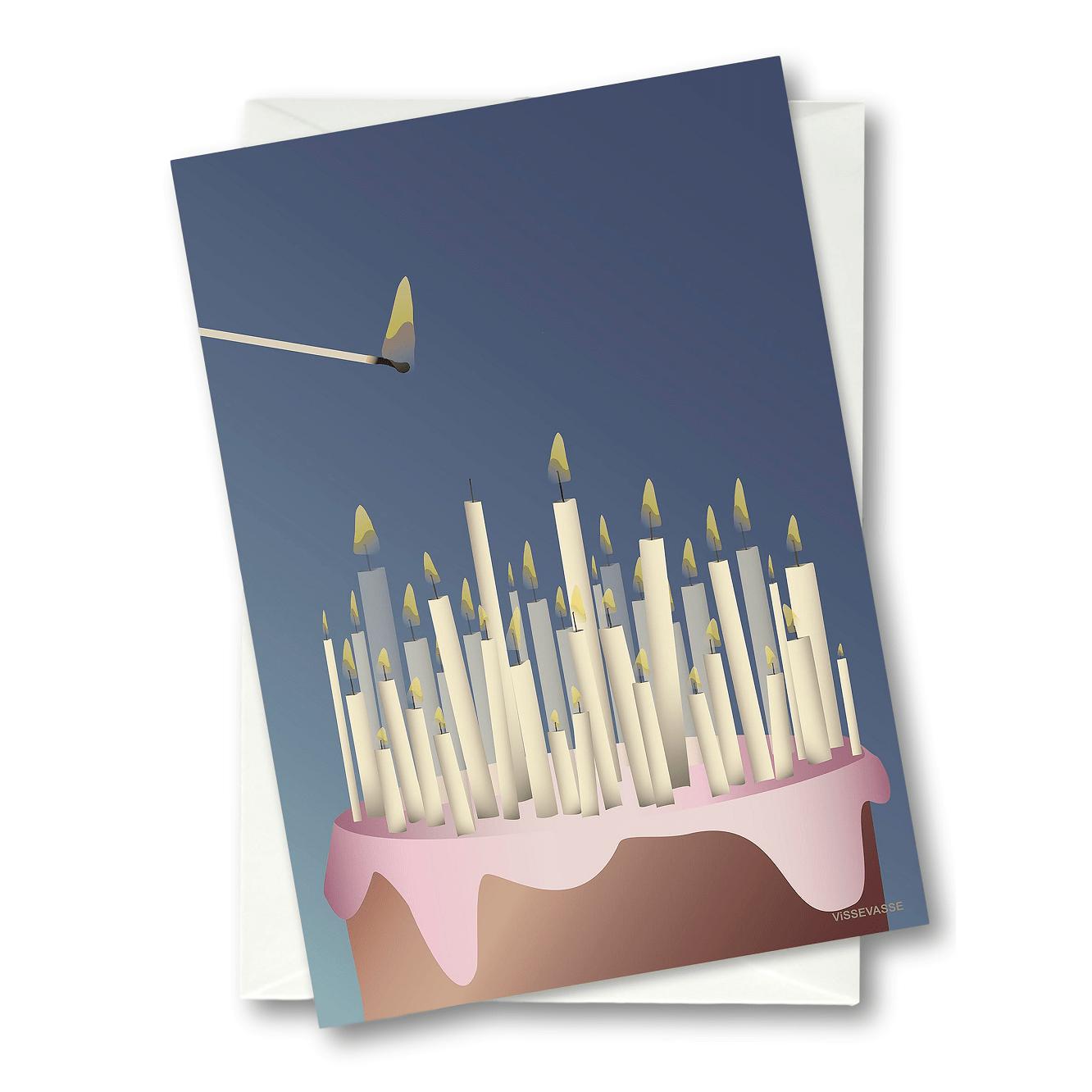 Torta Vissevasse con cartoline di auguri di candele, 10,5 x15 cm