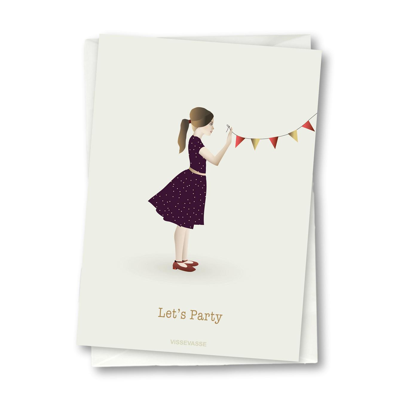 Vissevasse Let's Party Greeting Card, 10,5x15cm