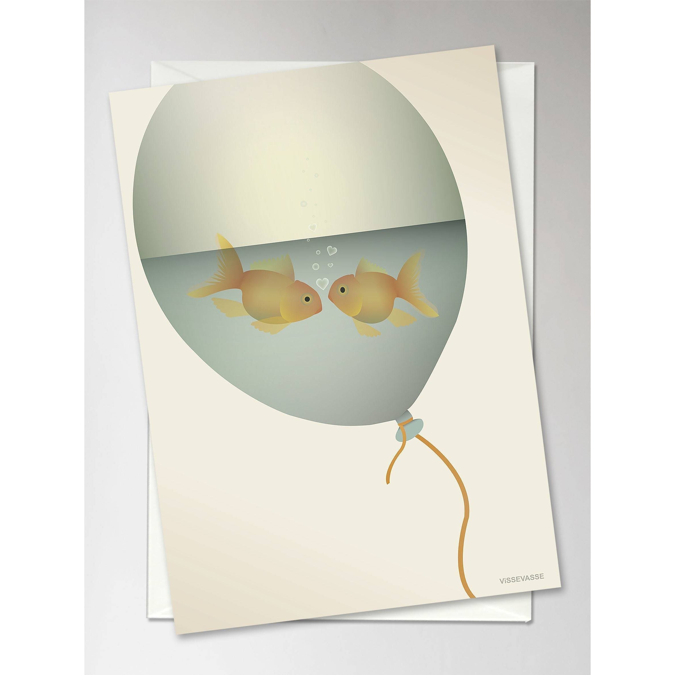 Vissevasse Liefde in een bubbelwenskaart, 10,5x15 cm