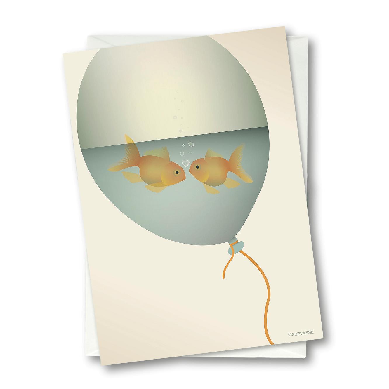 Vissevasse Liefde in een bubbelwenskaart, 10,5x15 cm