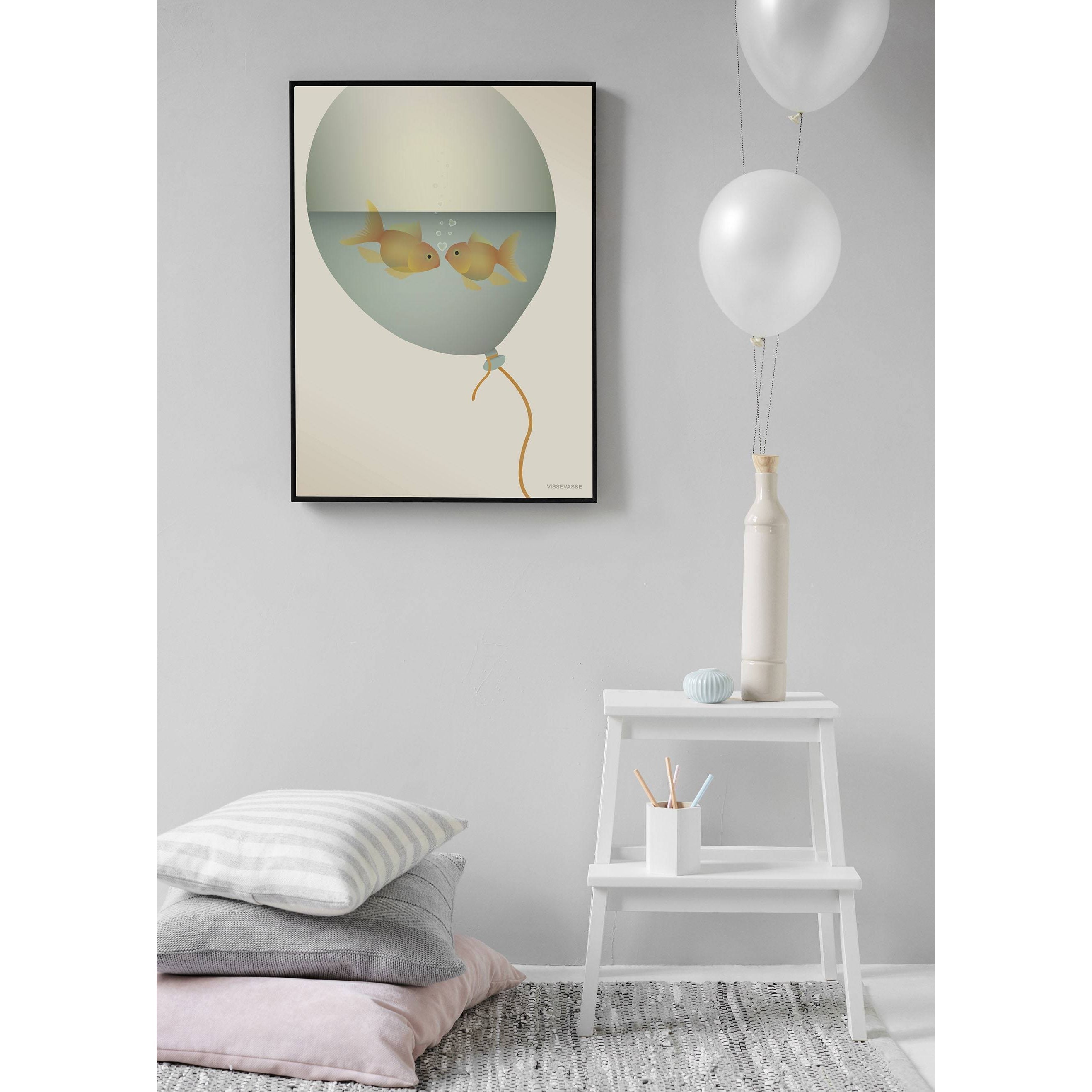Vissevasse L'amour dans une affiche de bulle, 15 x21 cm