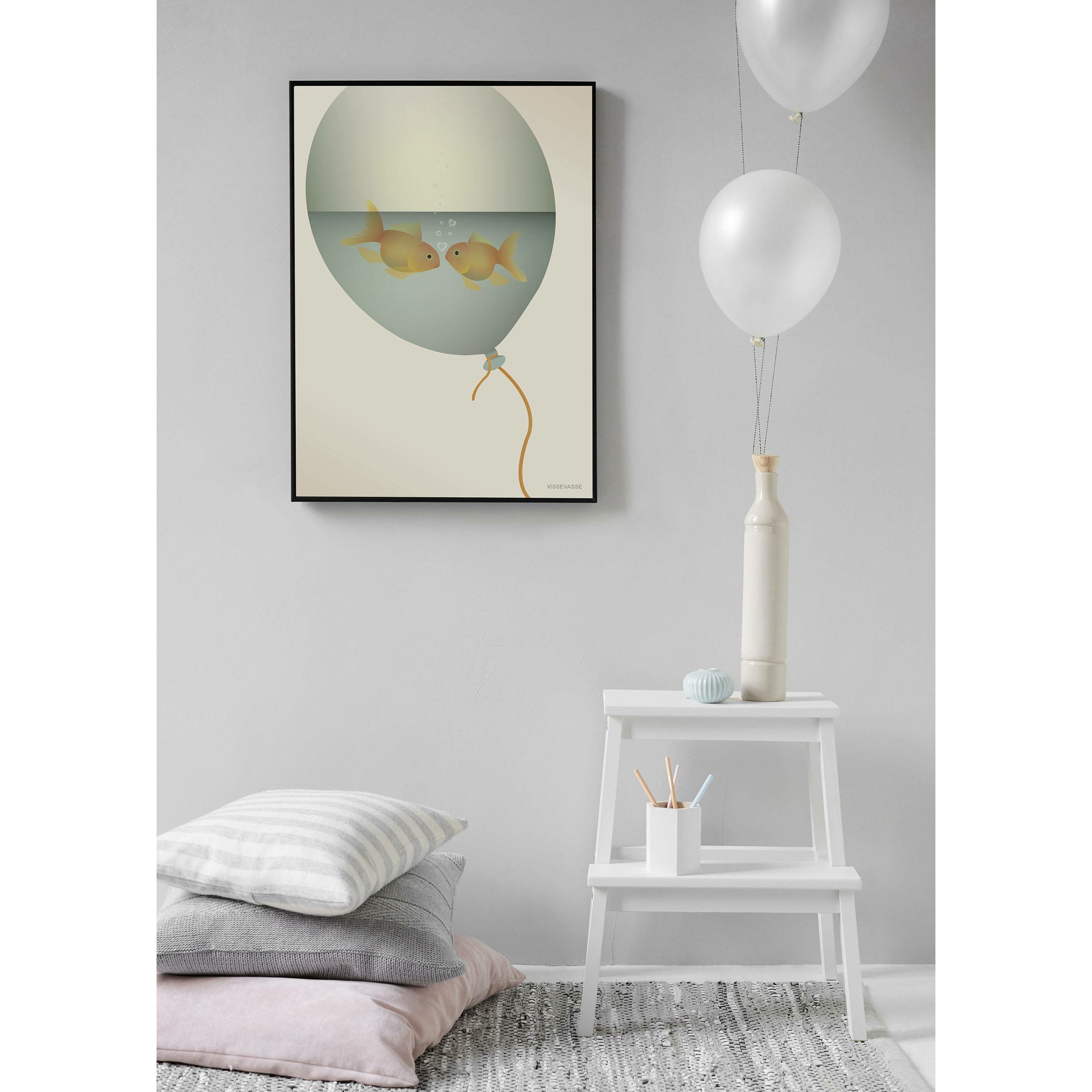 Vissevasse Kärlek i en bubblaffisch, 50 x70 cm