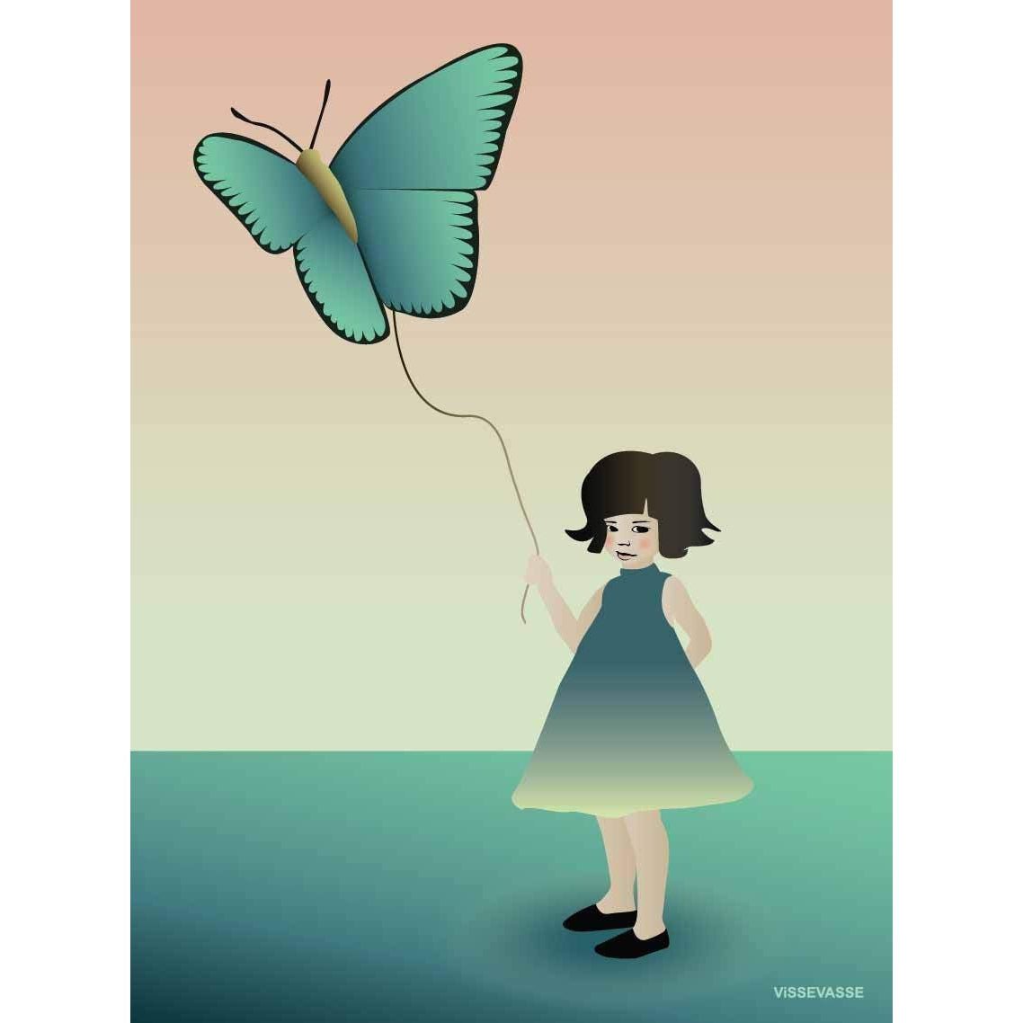 Vissevasse Girl With The Butterfly Poster, 15 X21 Cm