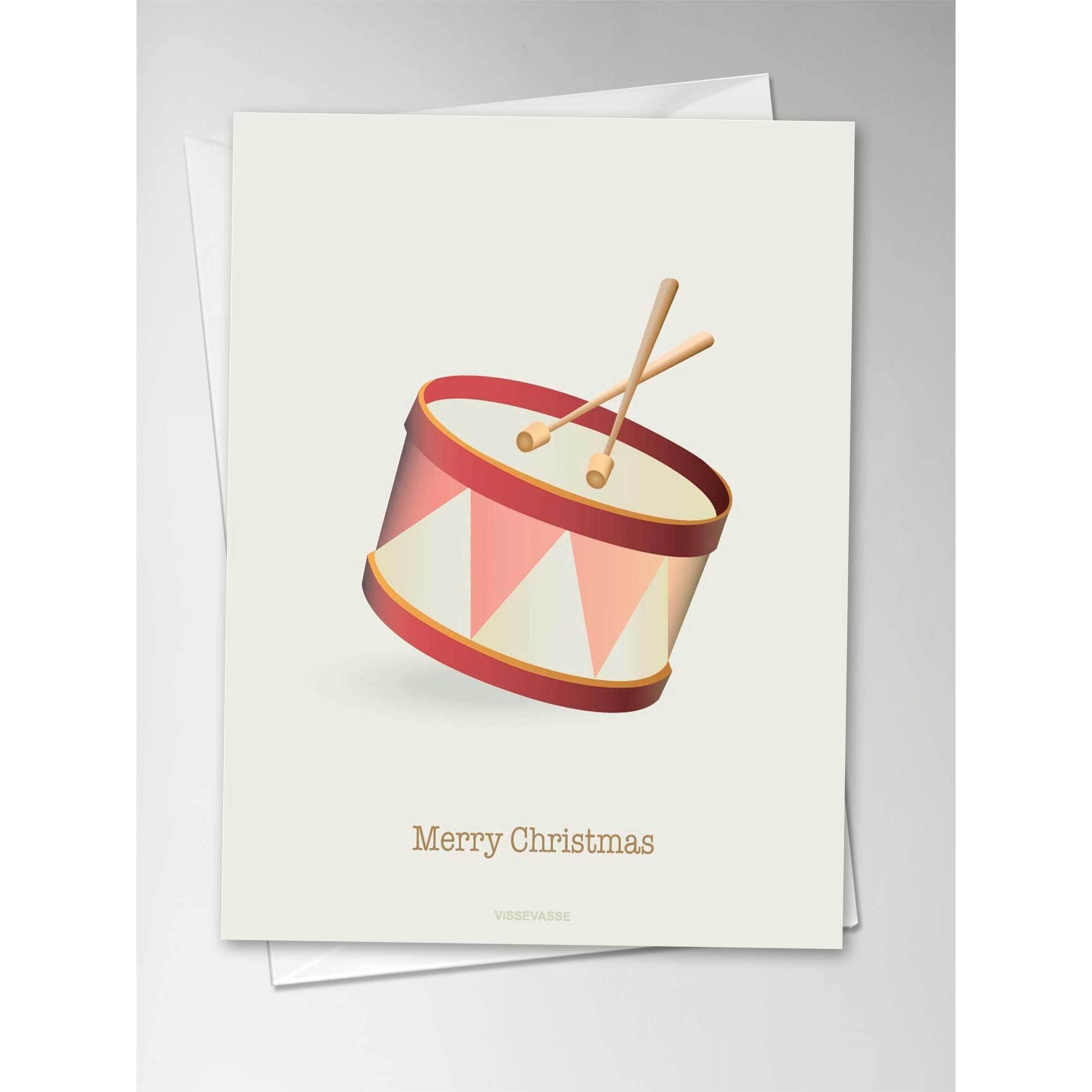 Vissevasse Merry Christmas Drum Greeting Card, 10,5x15 cm