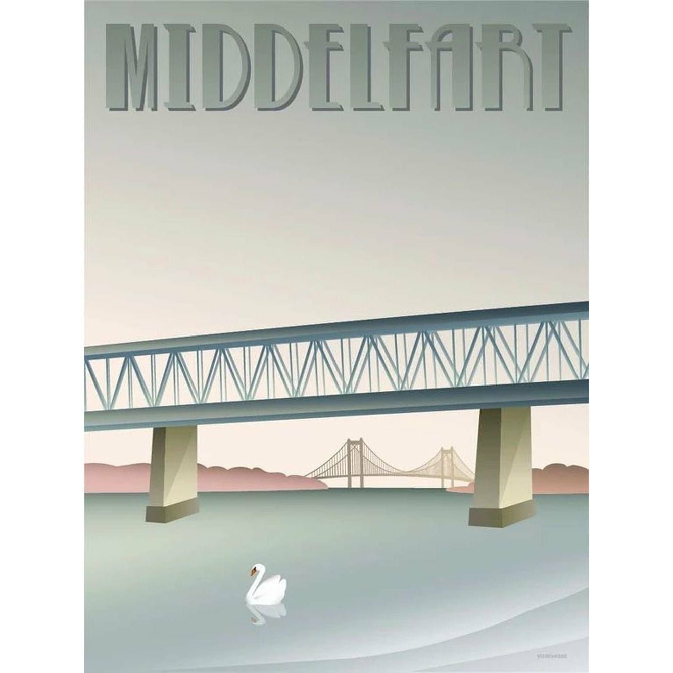 Vissevasse Middelelart Old Bridge -plakat, 15 x21 cm