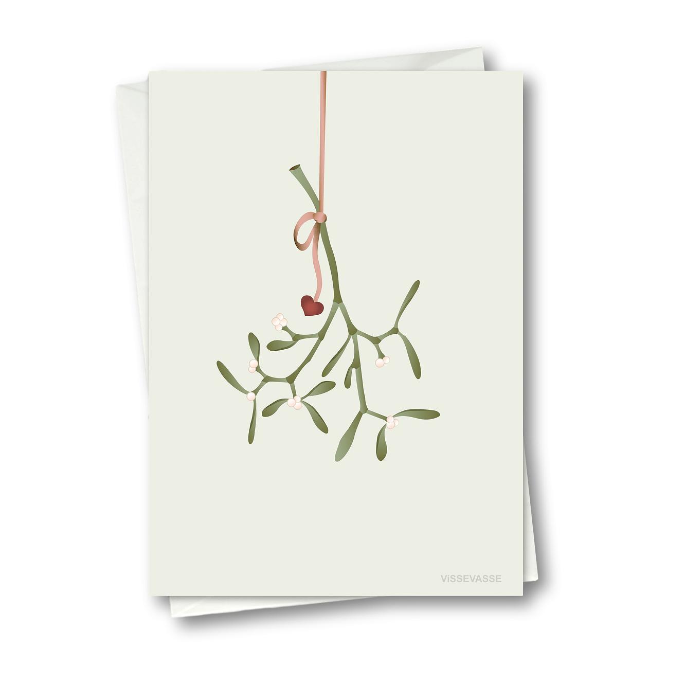 Vissevasse Mistletoe -onnittelukortti, 10,5x15 cm