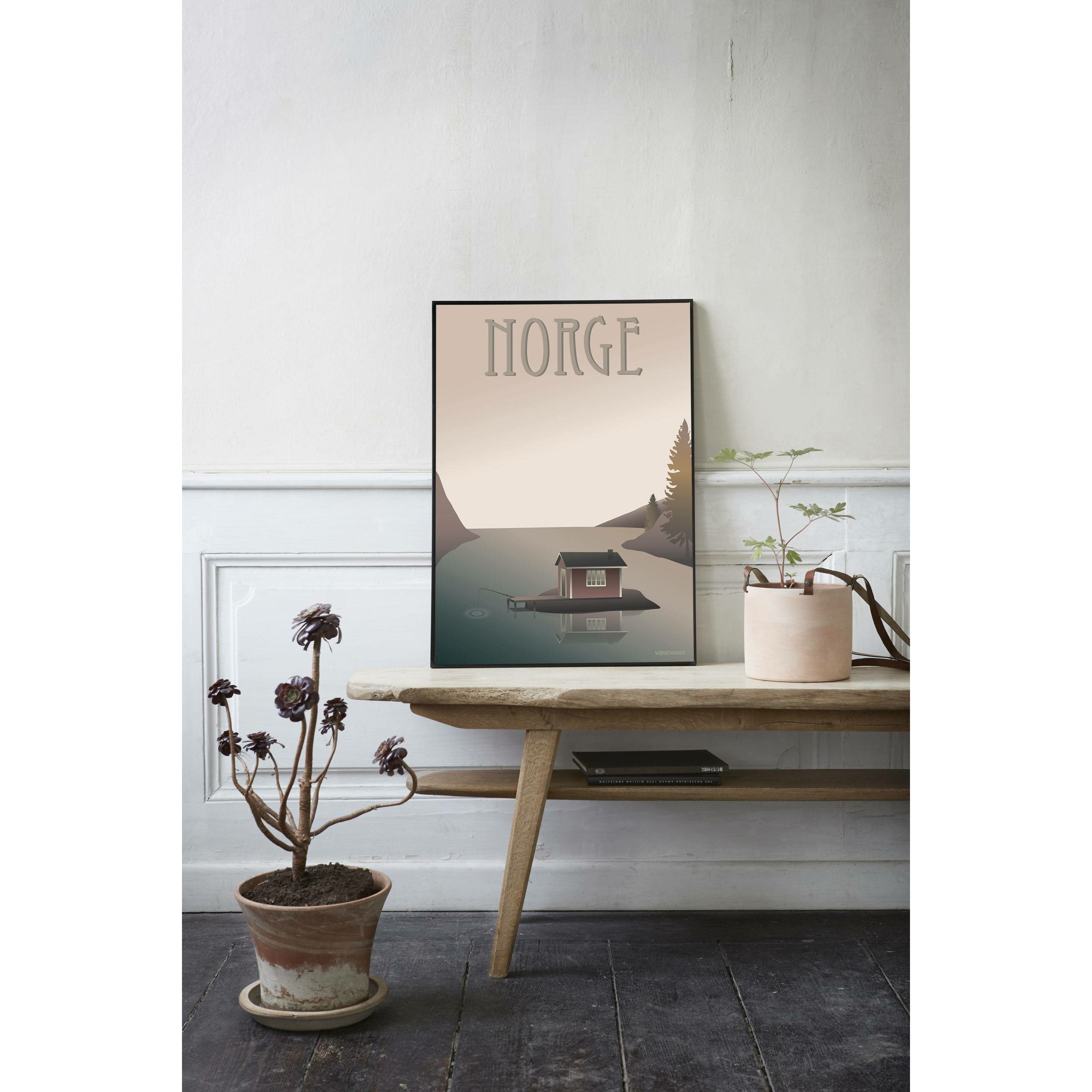Vissevasse Affiche de la maison isolée de la Norvège, 30 x40 cm