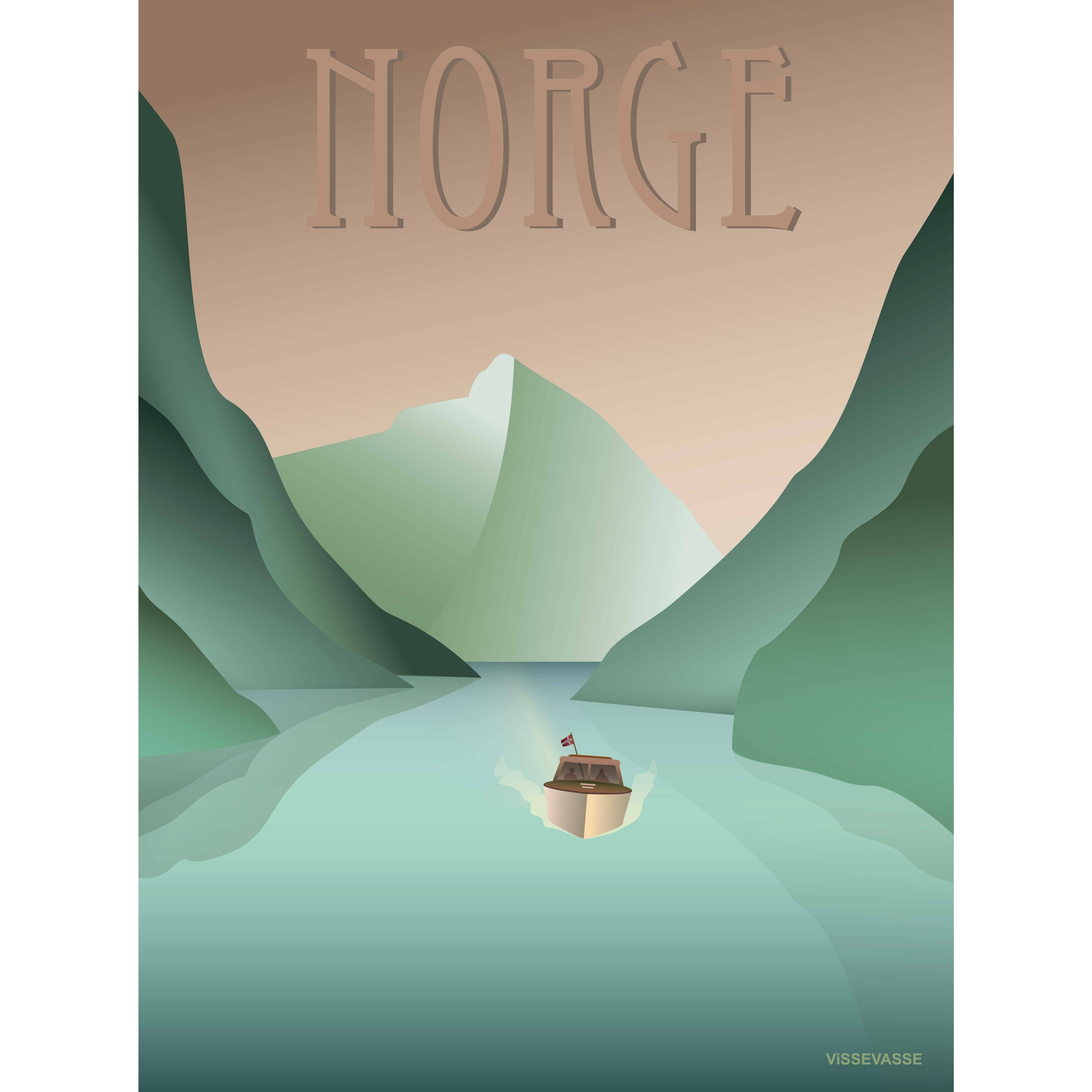 Vissevasse Norge fjord affisch, 50 x70 cm