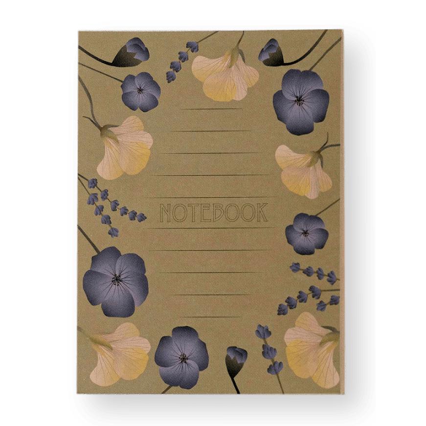 Vissevasse Notebook met bloemen, amber, klein