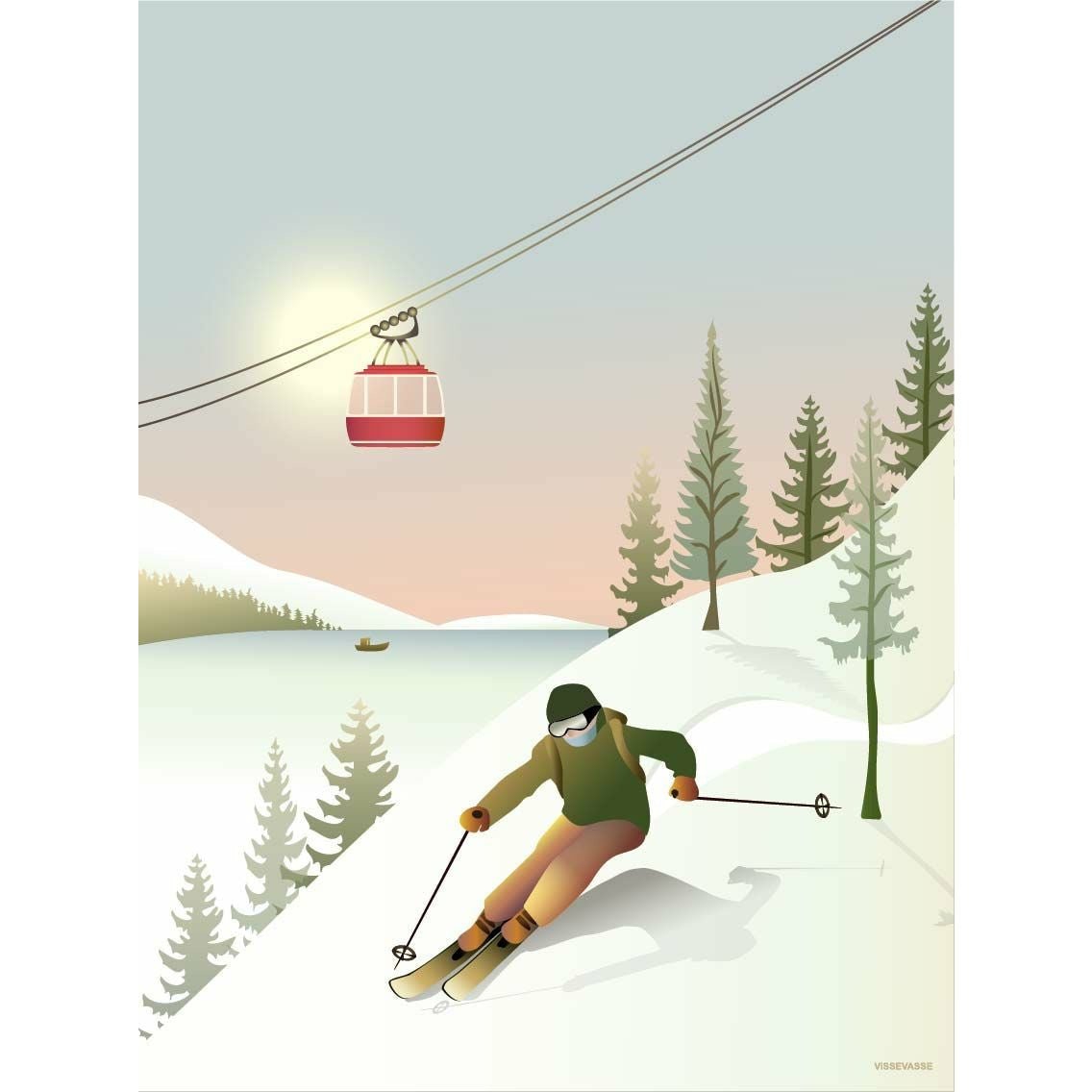 Vissevasse Offpiste ski -poster, 15x21 cm