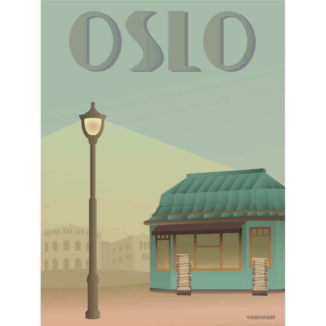Vissevasse Affiche de kiosque à journaux Oslo, 70 x100 cm