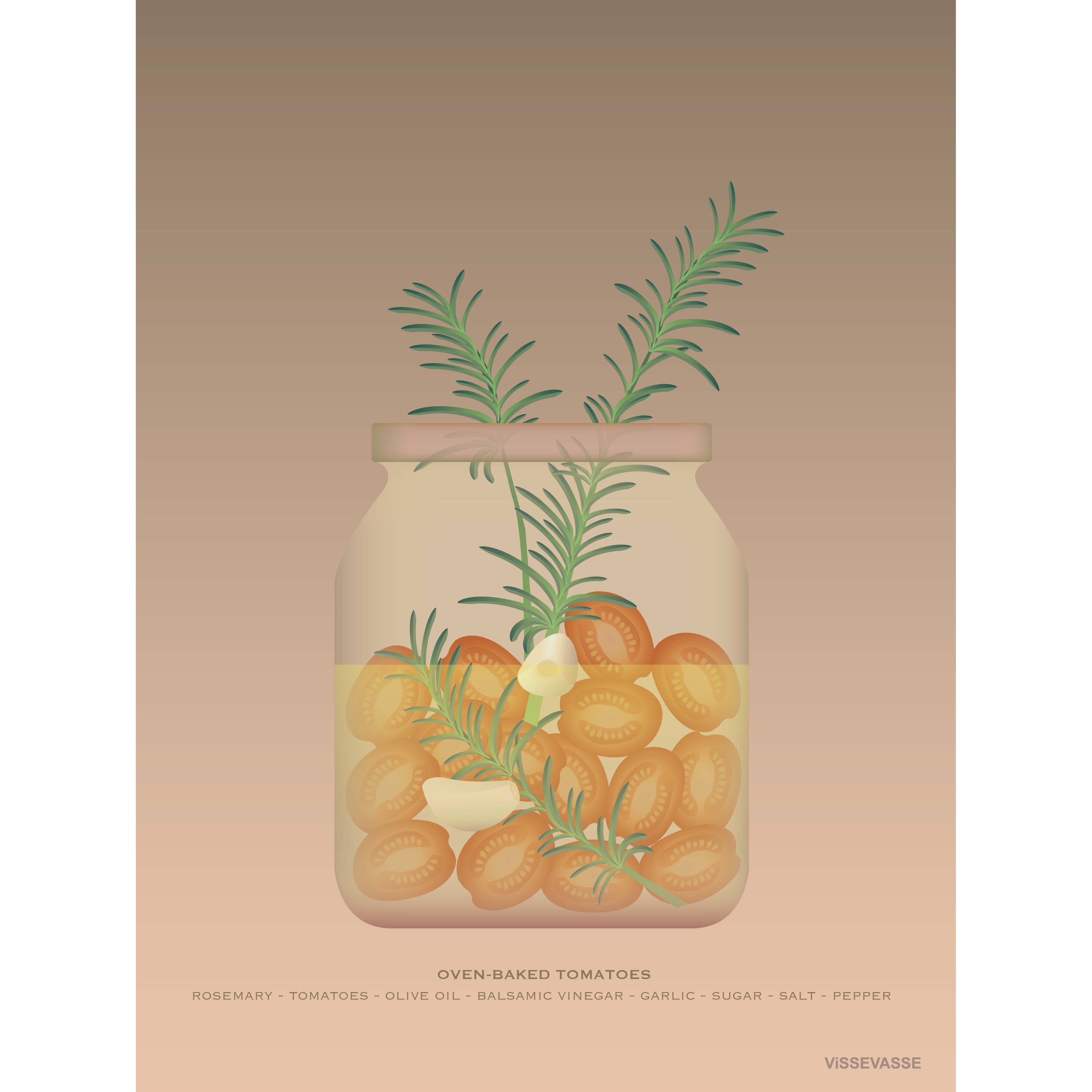 Vissevasse Uunin paistettujen tomaattien juliste, 15 x21 cm
