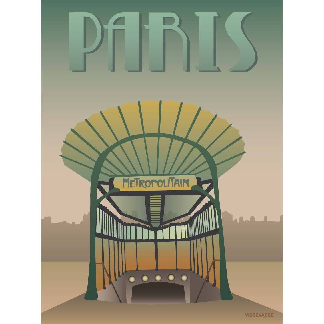 Vissevasse Paris Subway -affisch, 15 x21 cm