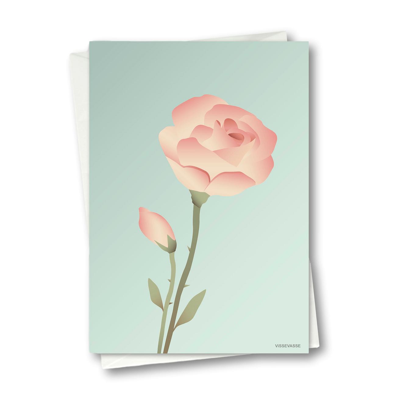 Vissevasse Rose Greeting Card 10.5 X15 Cm, Mint