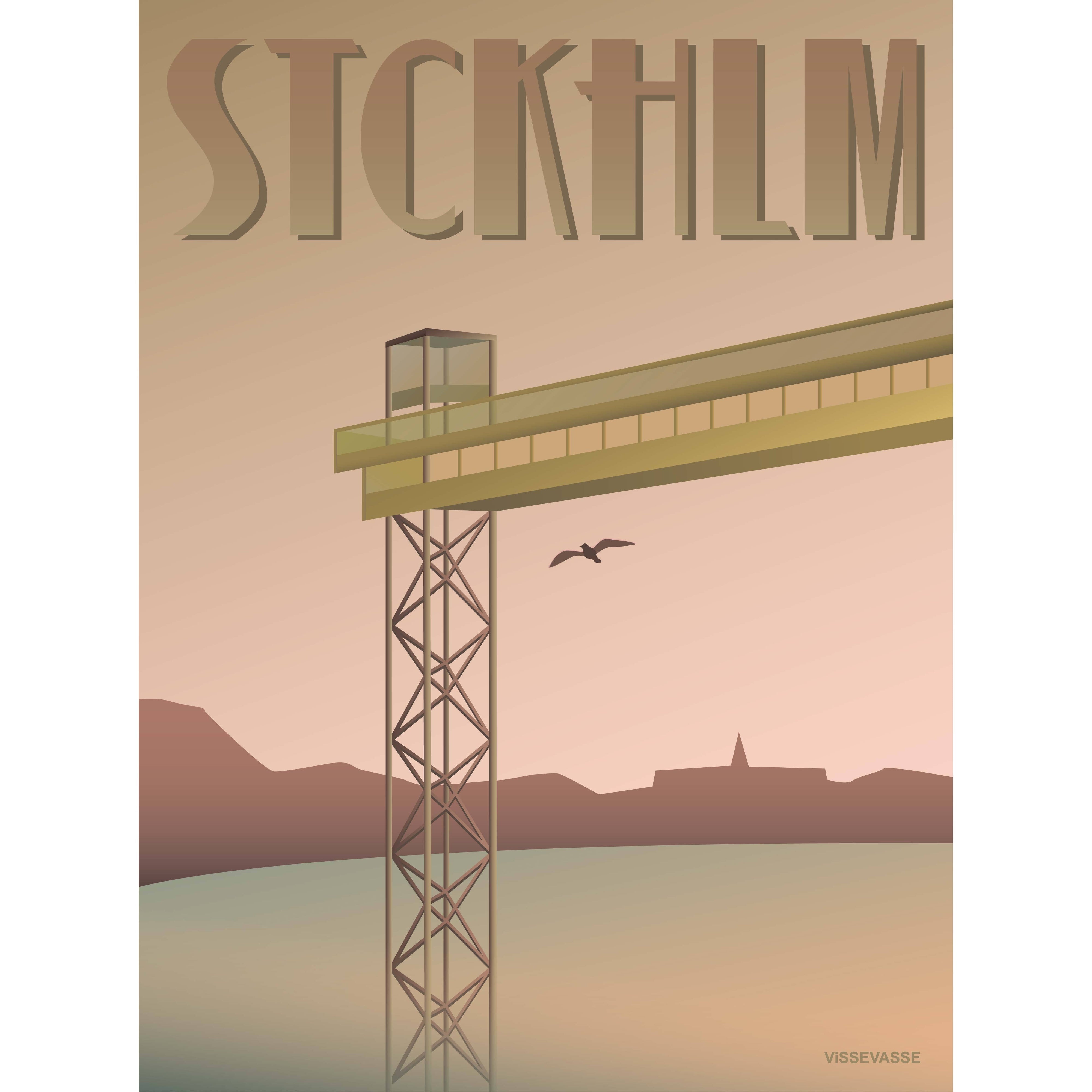 Vissevasse Stockholm Katarinaaufzug -plakat, 15 x21 cm