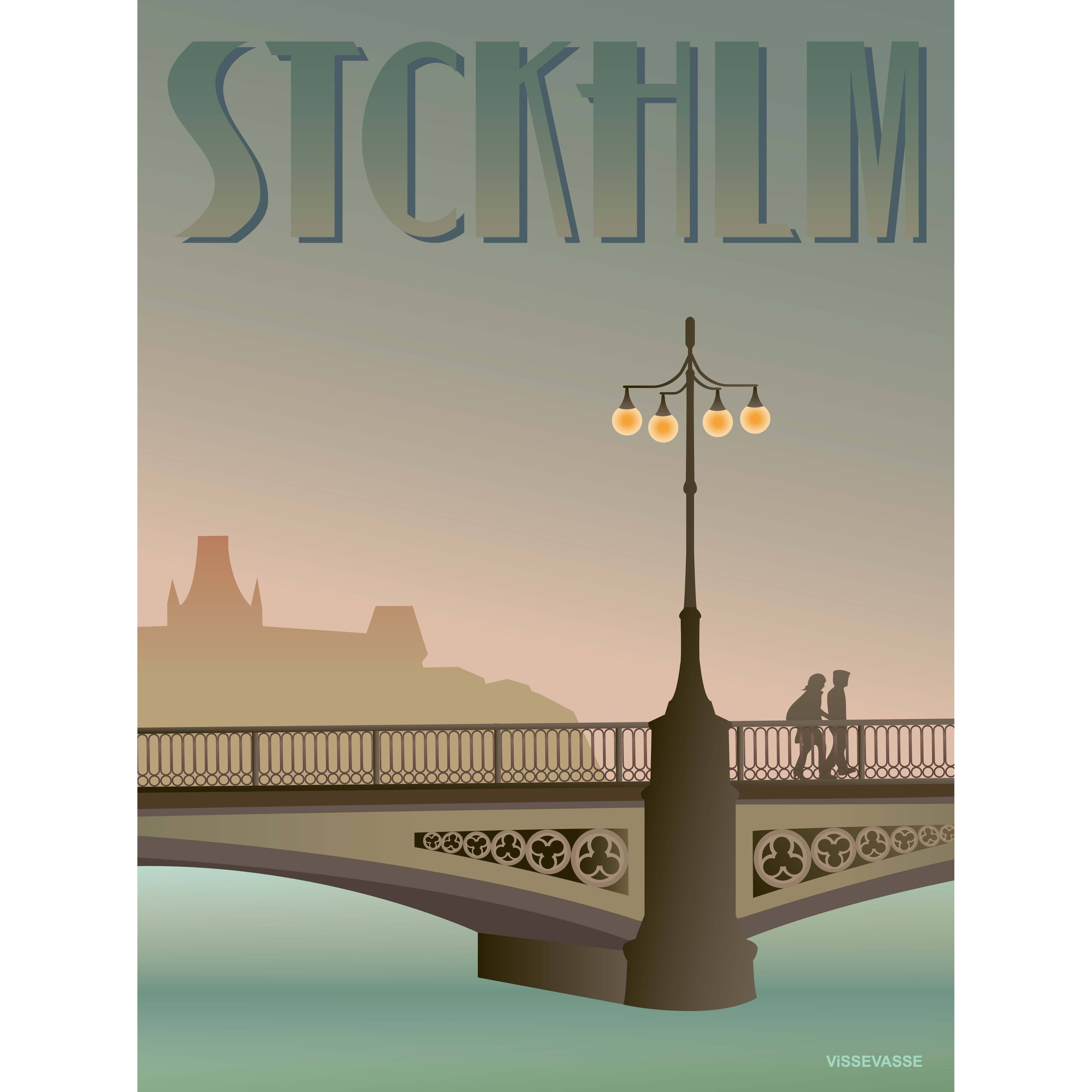 Vissevasse Stockholm Vasa Bridge -affisch, 15 x21 cm