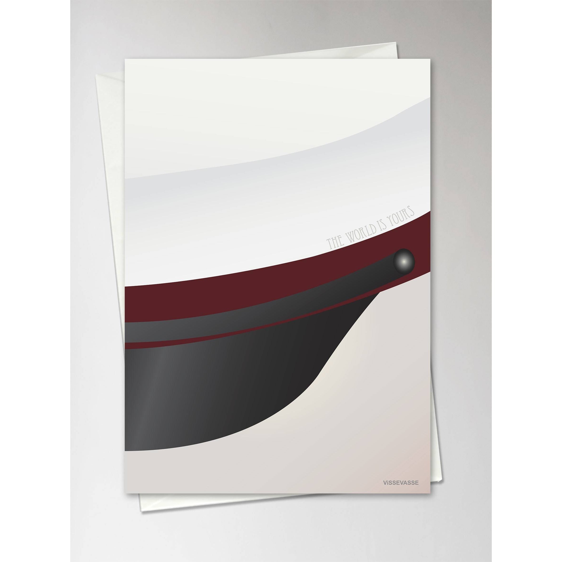 Vissevasse Student Hat gratulasjonskort 10,5 x15 cm, rød