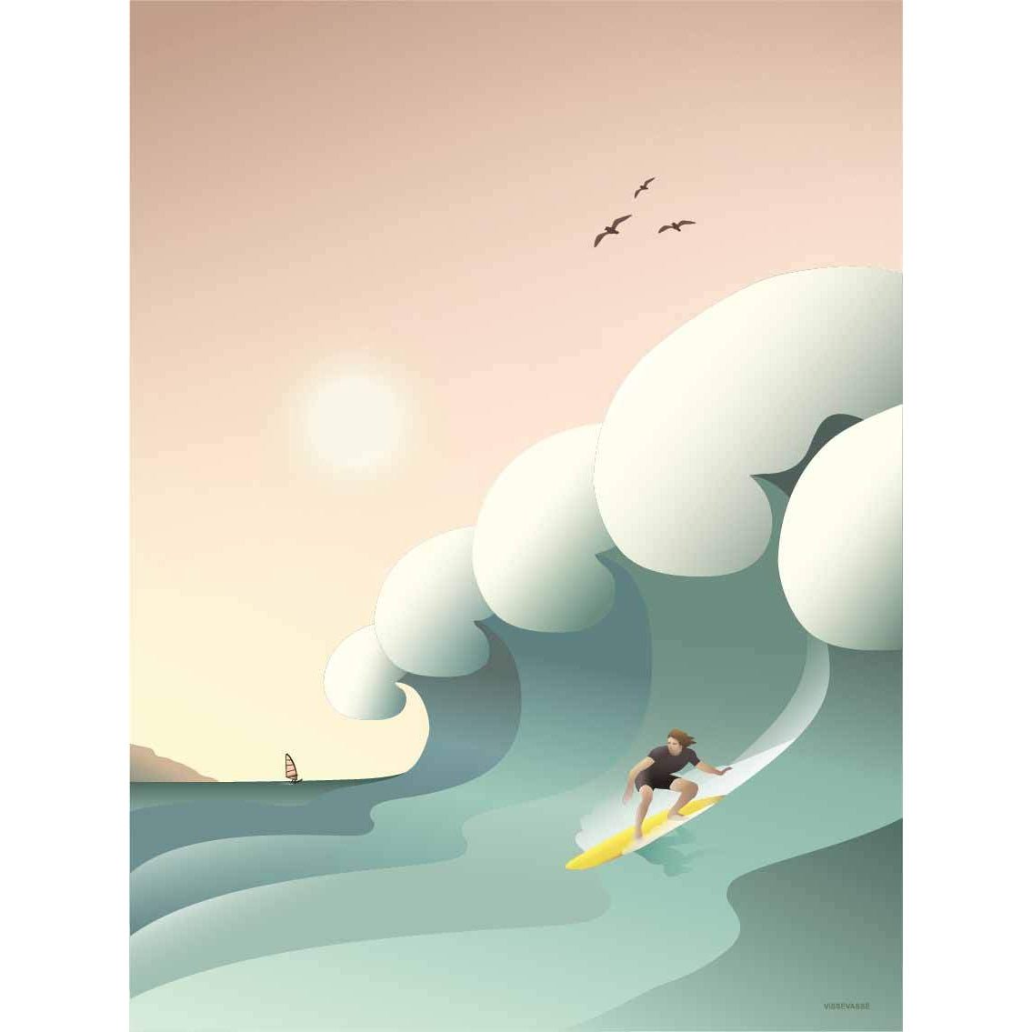 Vissevasse Surfer veggspjald, 15 x21 cm