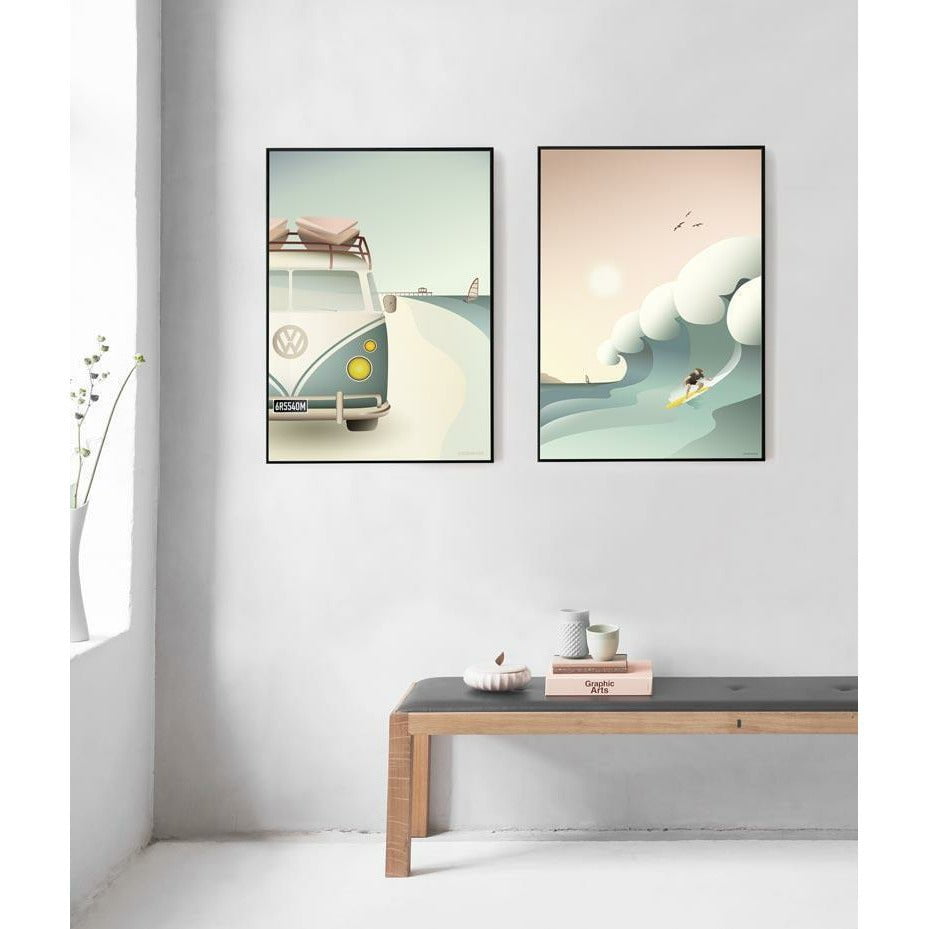 Vissevasse Affiche de surfeur, 30 x40 cm