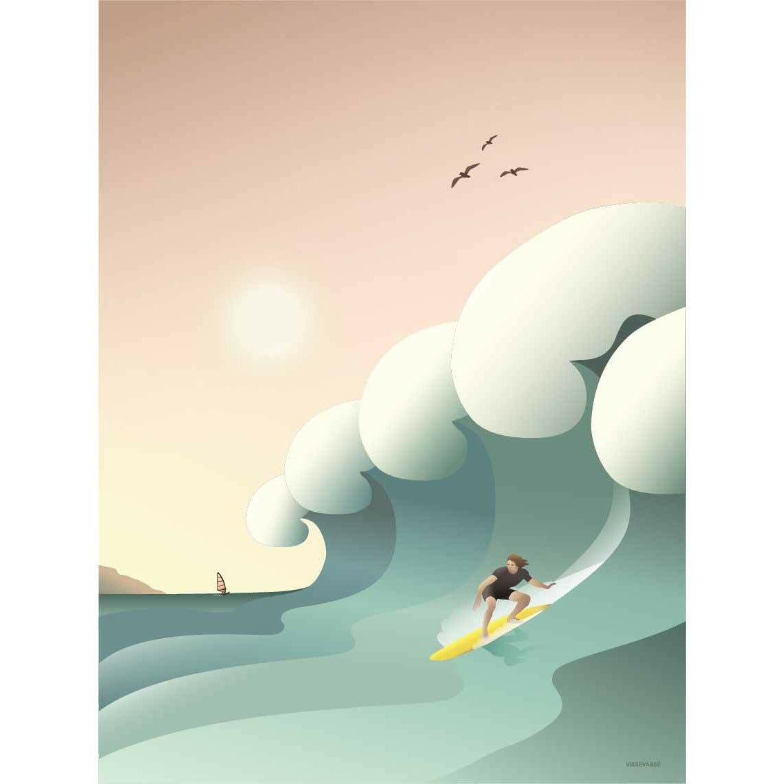 Vissevasse Surfer -plakat, 30 x40 cm