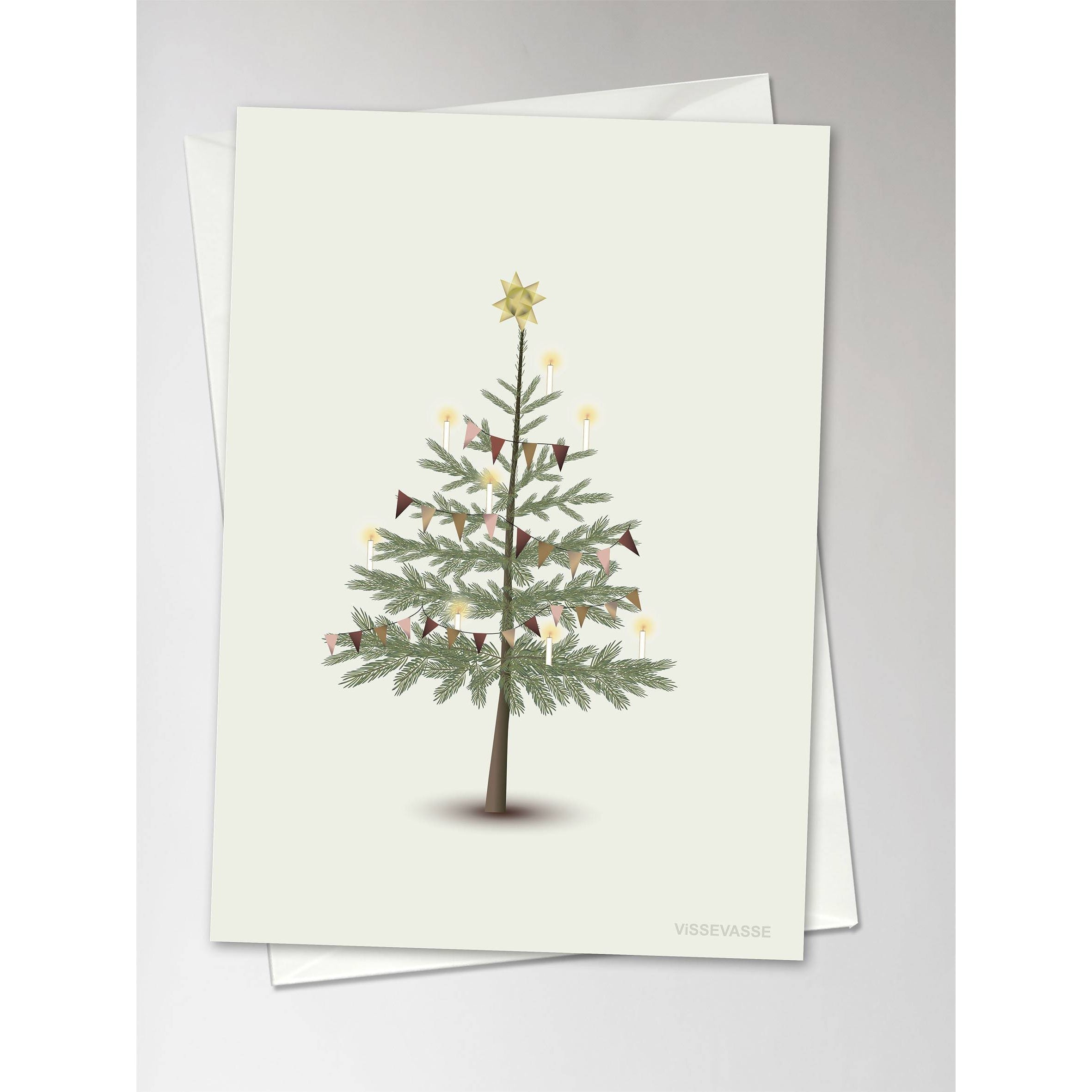 Vissevasse Juletræ lykønskningskort, 10,5x15cm