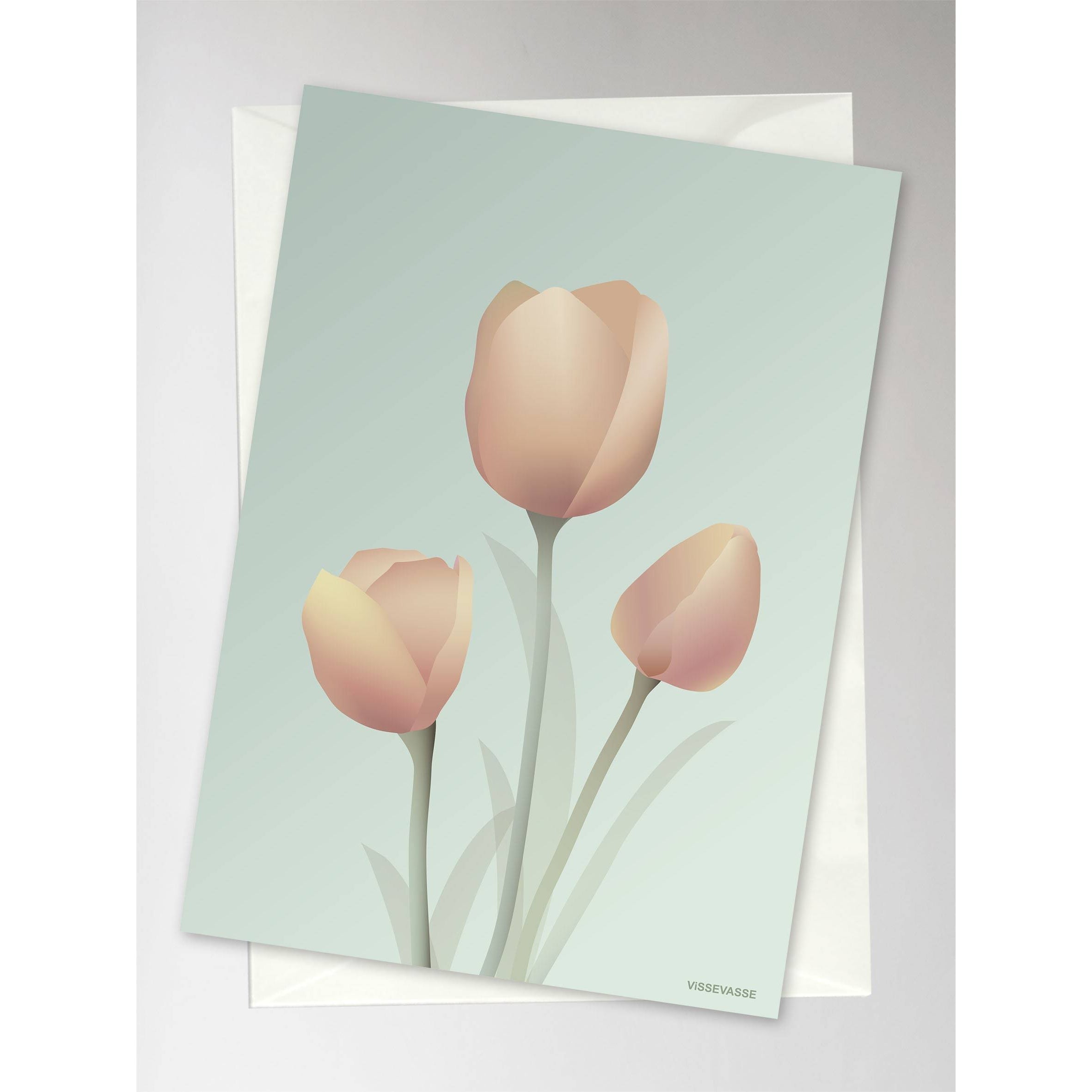 Vissevasse Tulip Greeting Card, Mint, 10,5x15cm