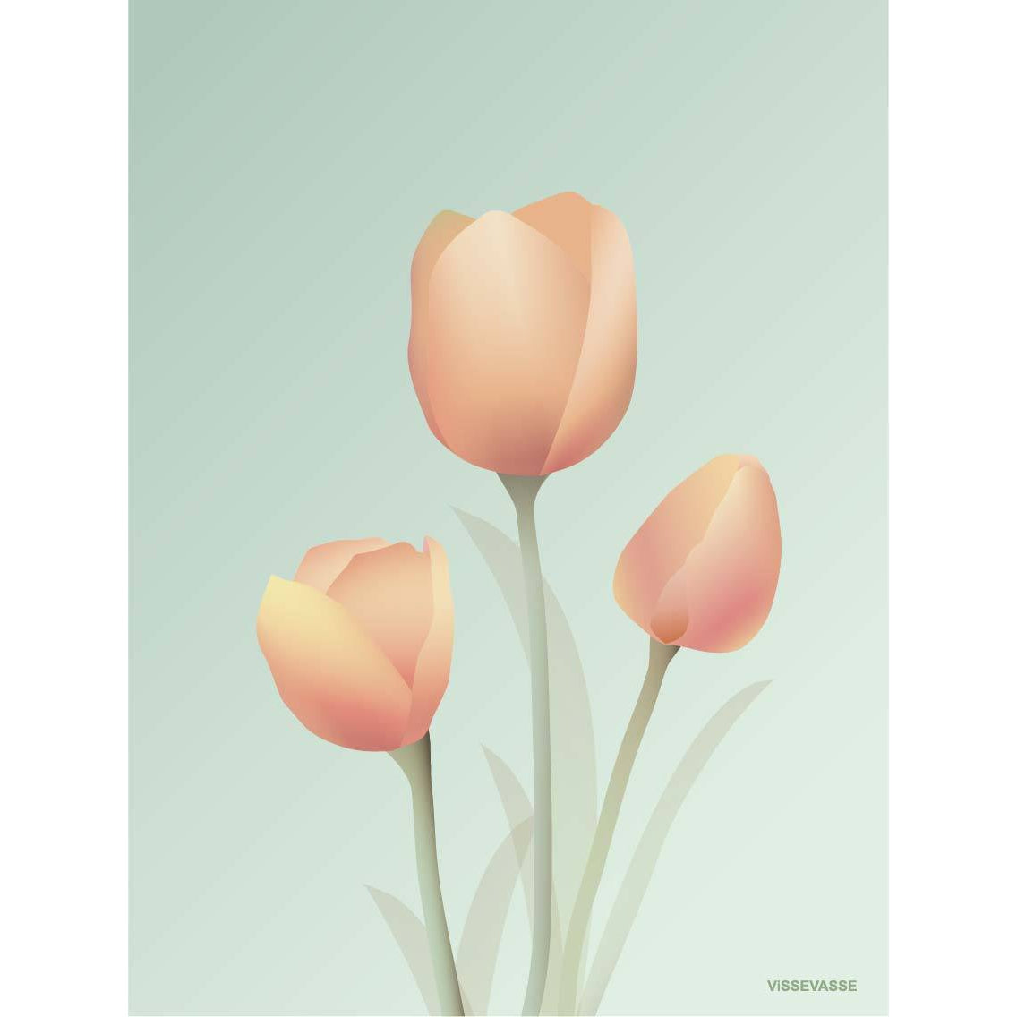 Vissevasse Tulip Greeting Card, Mint, 10,5x15cm