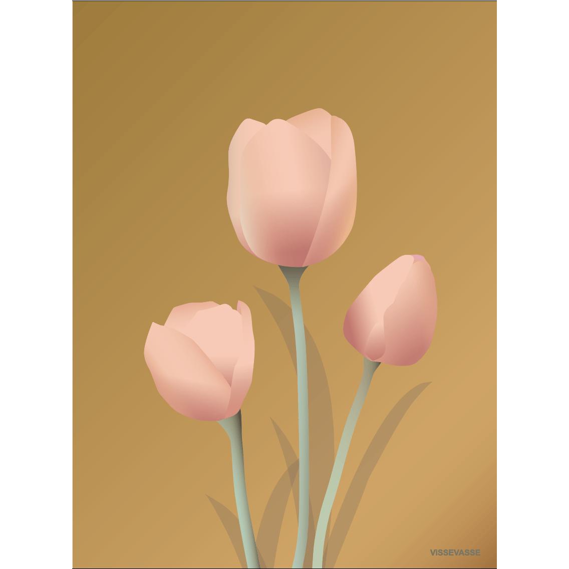 Vissevasse Tulip -affisch 15 x21 cm, bärnsten