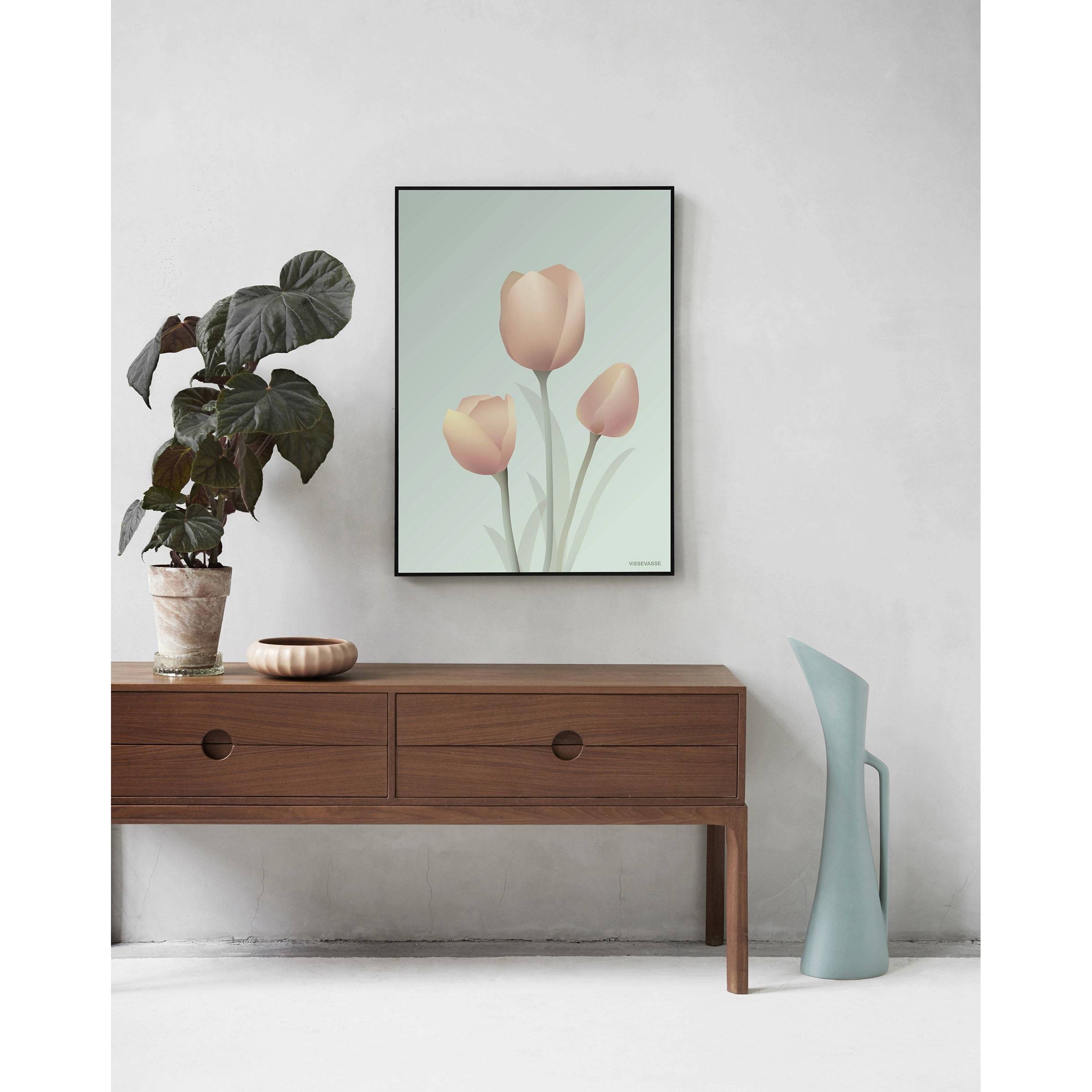 Vissevasse Tulip -plakat 15 x21 cm, mynte