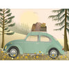Vissevasse VW Beetle Green plakat, 15 x21 cm