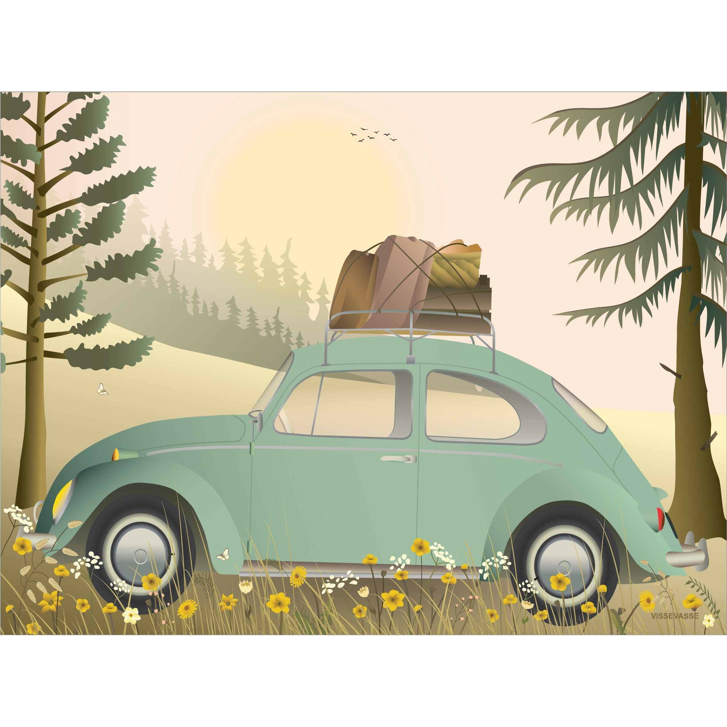 Vissevasse Affiche VW Beetle Green, 30 x40 cm