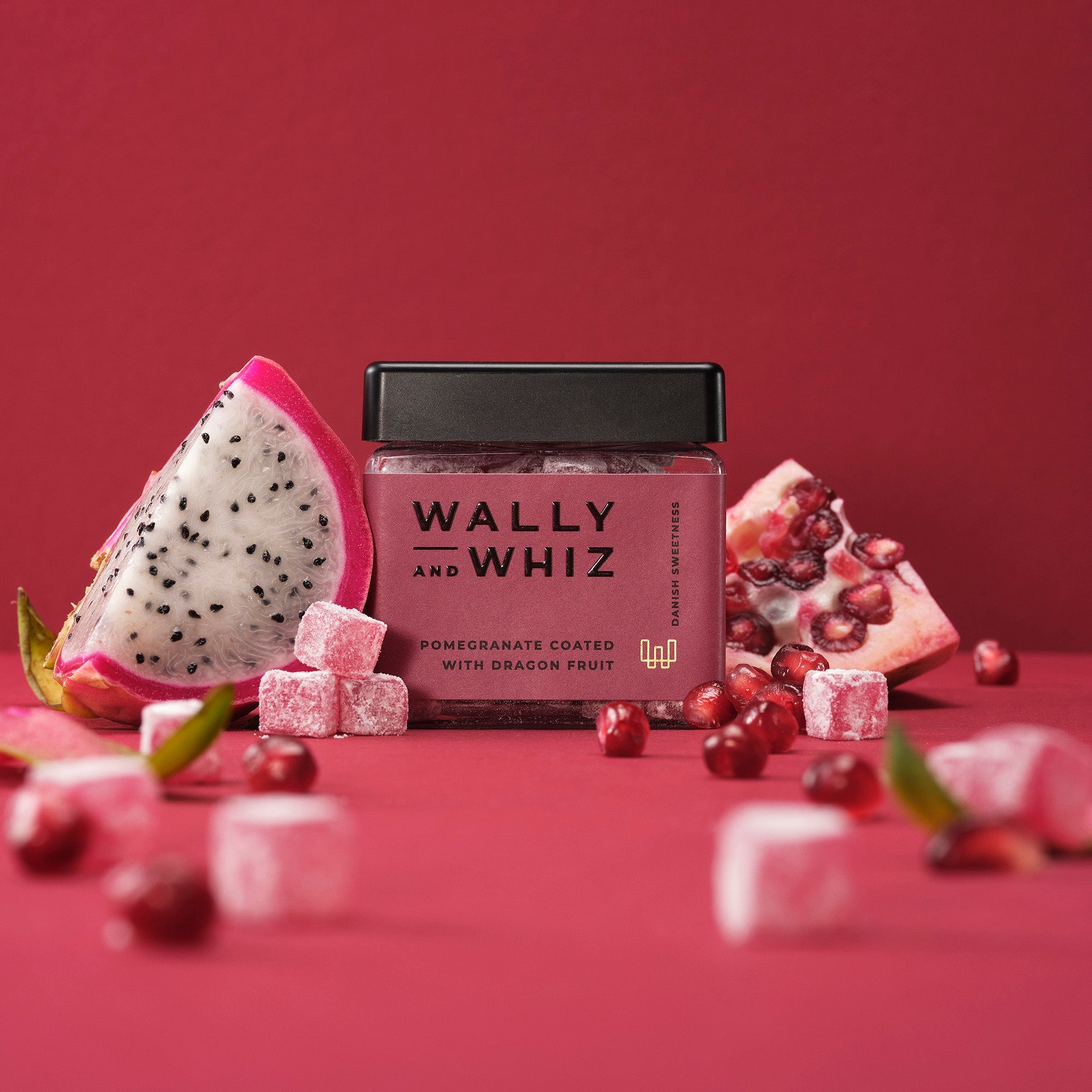 Wally y Whiz Wine Gum Cube, granada con fruta de dragón, 140 g