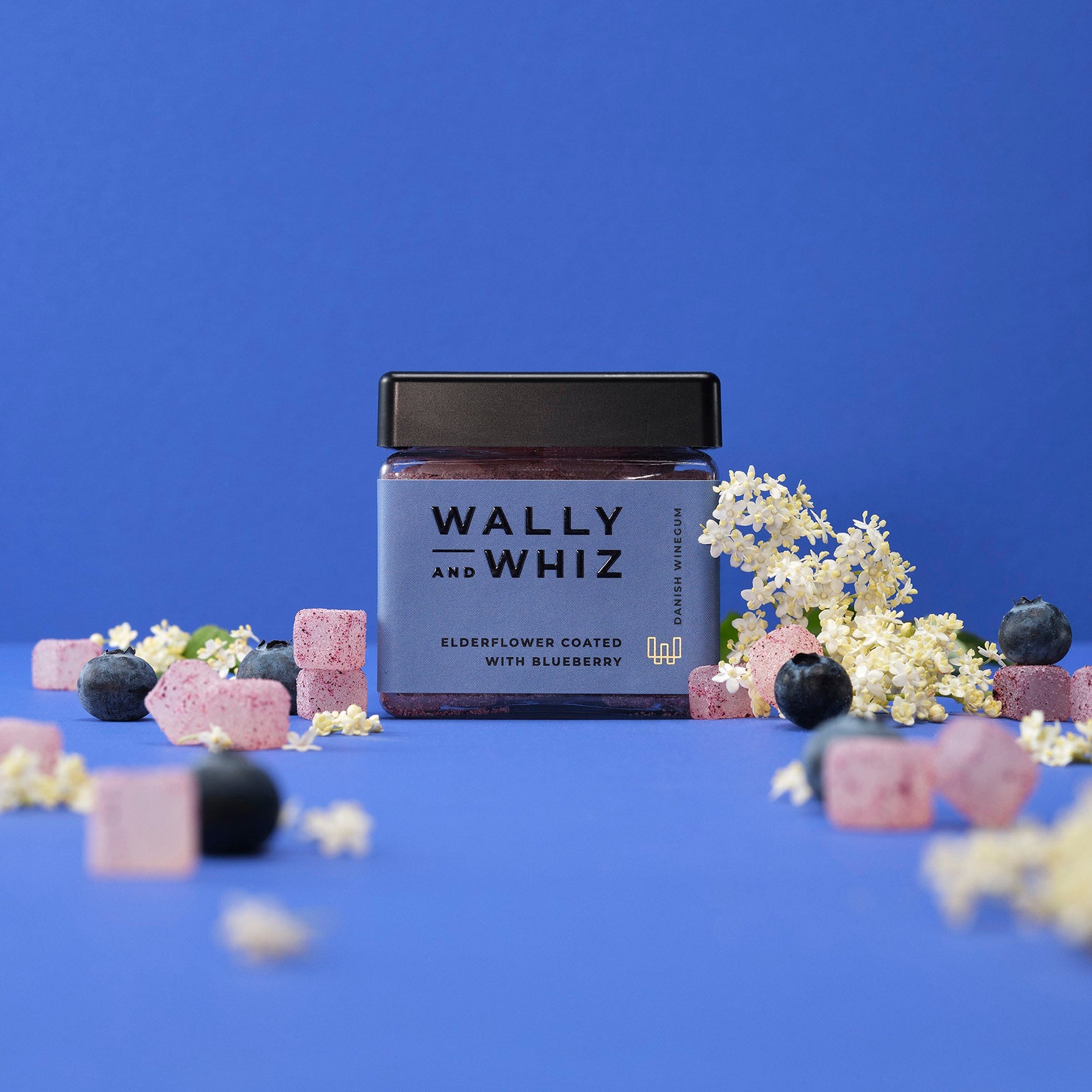 Wally og Whiz Wine Gum Cube, Elderflower med blåbær, 140g