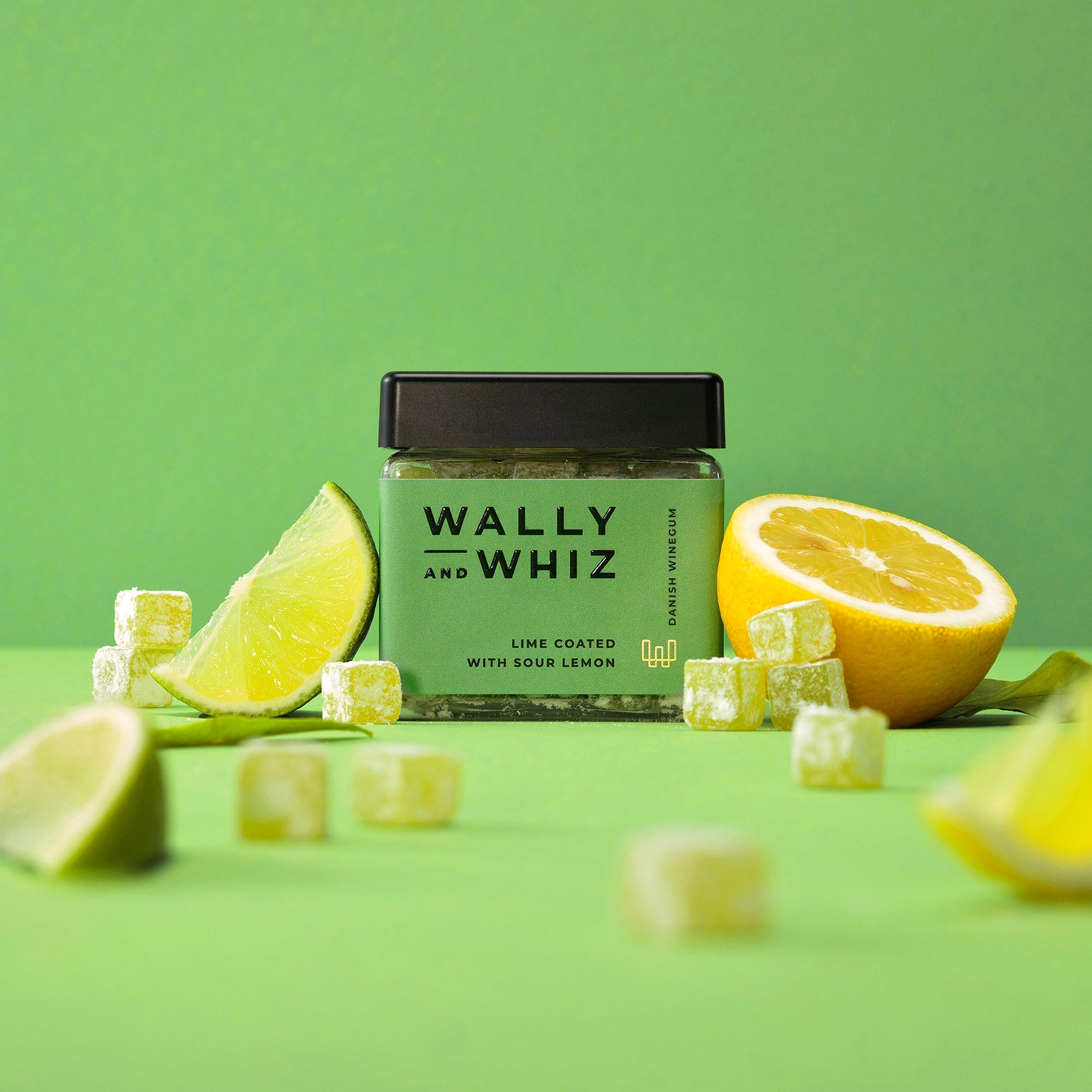 Wally og Whiz Wine Gum Cube, Limes með súrri sítrónu, 140g