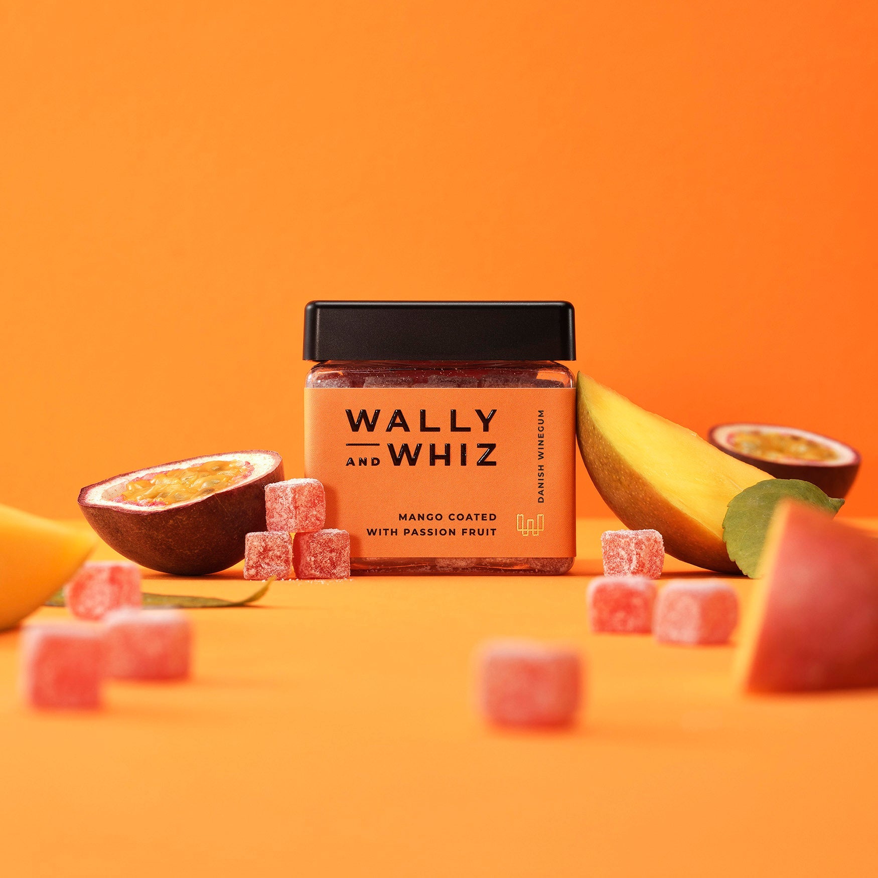 Wally And Whiz Vin gummi terning, mango med passionfrugt, 140 g