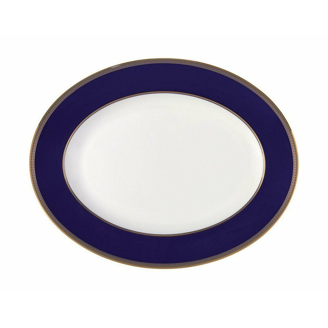 Wedgwood Renaissance Gold Oval Bowl 35 cm, hvid/blå