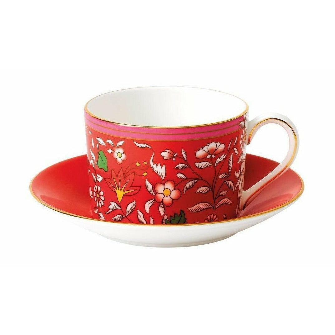 韦奇伍德·奇妙卢斯特深红色的珠宝茶杯和碟子0,15 L礼品盒，红色
