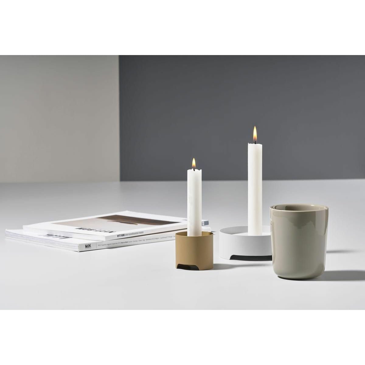 Zone Denmark Singles Candle Holder ø 12 Cm, Warm Grey