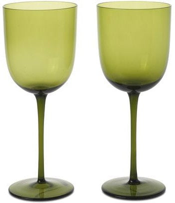 Ferm Living Host White Wine Glasses 30 Cl Set Of 2, Moss Green