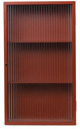 Ferm Living Haze Wall Cabinet, Reeded Glass, Oxide Red