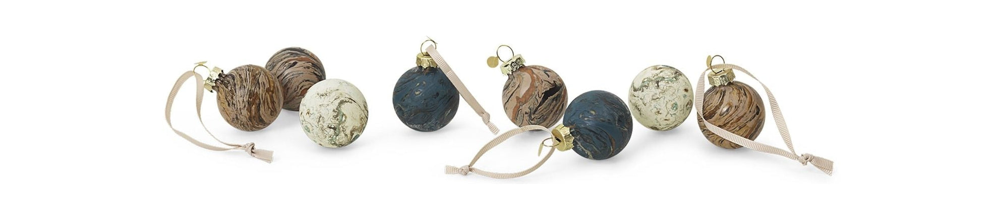 Ferm Living Christmas Marble Baubles Small, sett af 8
